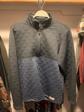 Eddie Bauer Men's Quilted Half-Zip Pullover Sweater - Slate Blue/Gray